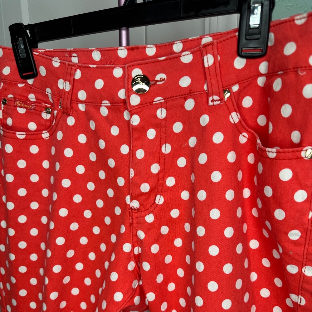 GESO Jeans Premium Denim Collection Polka Dot red and white Size 15 nwt